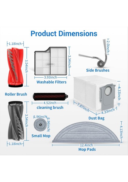Saros 10 / S9 Maxv Ultra / G30 Elektrikli Süpürge Parçaları Ana Silindir Yan Fırça Hepa Filtre Paspas Bezi Toz Torbaları (Yurt Dışından) modelleri