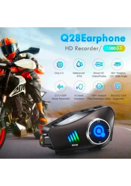 Q28 Kask Kameralı Bluetooth Kulaklık Intercom 1080P Hd Video + Müzik + Çağrı Interkom fırsatları