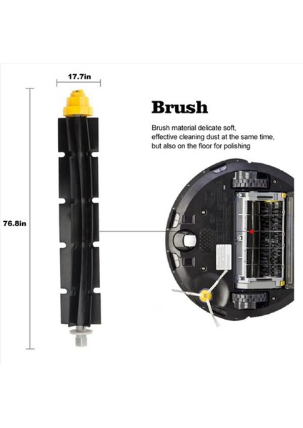 600 Serisi 605, 606, 616, 620, 650, 655, 660, 676 Için 2'li Orta Silindirli Yan Fırçalı Hepa Filtre (Yurt Dışından) modelleri