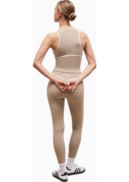 Base Contrast Trim Sleeveless Zip Up Şekillendirici Fermuarlı Kadın Üst modelleri