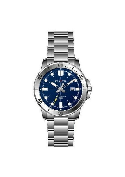 QM-VX01D-2E Çelik Kasa Çelik Kordon Takvimli Kol Saati