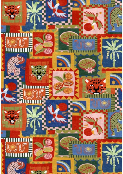 Dijital Baskılı Modern Hayvan Desenli Çok Renkli Kaymaz Taban Yıkanabilir Halı