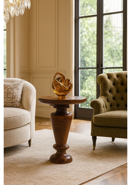 El Yapımı Doğal Masif Ahşap Yan Sehpa – Fındık Renk Mantar Model fiyatları