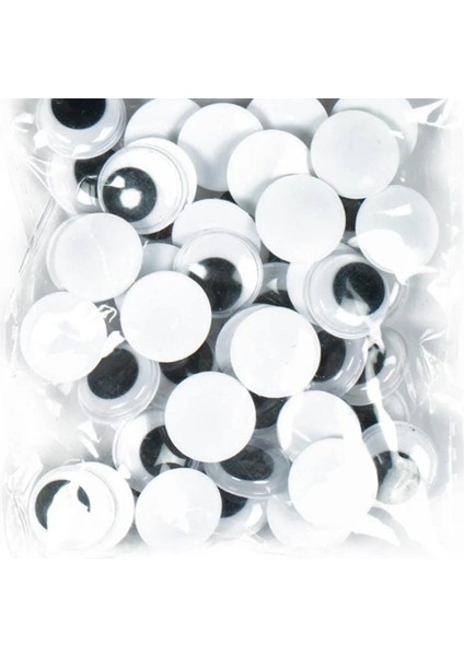 15 mm Siyah Beyaz Oynar Göz -50 Adet