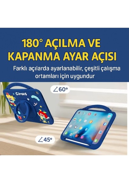 Samsung Galaxy Tab S6 Lite 2024 P610 P617 P620 10.4 Uyumlu Circus Askılı Kalemlikli Standlı Çocuk Tablet Kılıfı