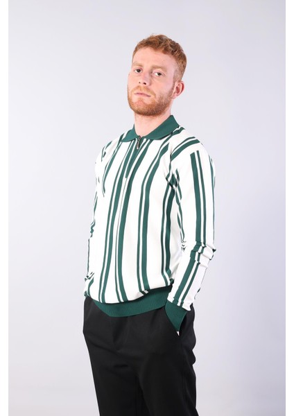 3006 Dik Desen Gömlek Yaka Fermuarlı Kazak fiyatları