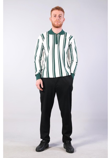 3006 Dik Desen Gömlek Yaka Fermuarlı Kazak fırsatları