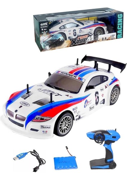 Şarjlı Kumandalı 1:10 Ölçek 25KM/H Hıza Çıkabilen Oyuncak Rc Full Fonksiyon Drift Yarış Arabası