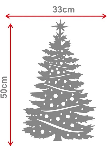 Yılbaşı Süslemeleri Kozalaklı Süslü Ağacı Sticker Çıkartma - Beyaz fiyatları