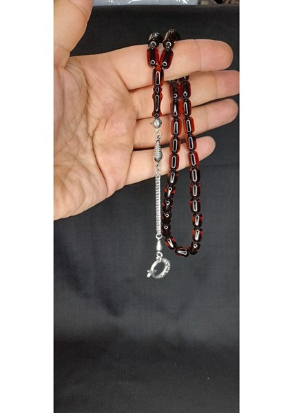 Sevgiliye Özel Hediye Çubuk Kehribar Tesbih Kapsül Kesim Kahverengi H-1324.