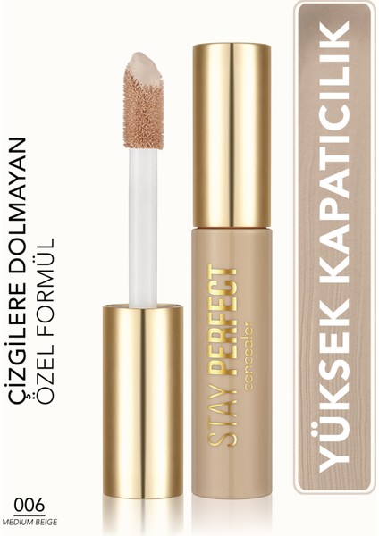 Stay Perfect Yüksek Pigmentli & Yarı Mat Bitişli Likit Kapatıcı (006 Medium Beige) 8682536085540