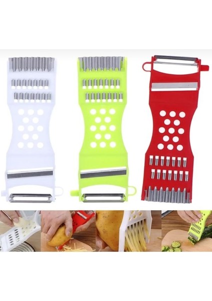 4 ADET - Çok Amaçlı Sebze Meyve Rende - Soyacak -Julliene ve Spiral Doğrayıcı