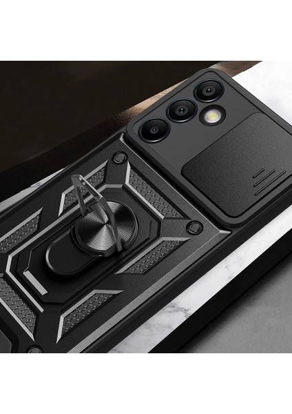 Galaxy S25 Fe Kılıf Magnetik Standlı Kamera Korumalı Ata Sürgülü Vega Kapak - Siyah