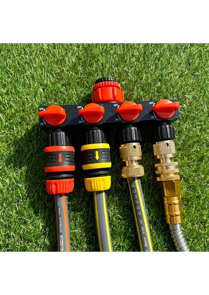 1 Adet 4 Yollu Musluk Bağlantısı Anahtarlı, Bahçe Hortumu Ayırıcı Dağıtıcı Musluk Hortum Bağlantısı, Dış Mekan Sulama Sistemleri için 4 Ayrı Açma-Kapama Anahtarlı Su Dağıtıcı modelleri