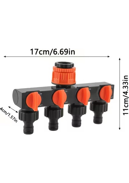 1 Adet 4 Yollu Musluk Bağlantısı Anahtarlı, Bahçe Hortumu Ayırıcı Dağıtıcı Musluk Hortum Bağlantısı, Dış Mekan Sulama Sistemleri için 4 Ayrı Açma-Kapama Anahtarlı Su Dağıtıcı fırsatları