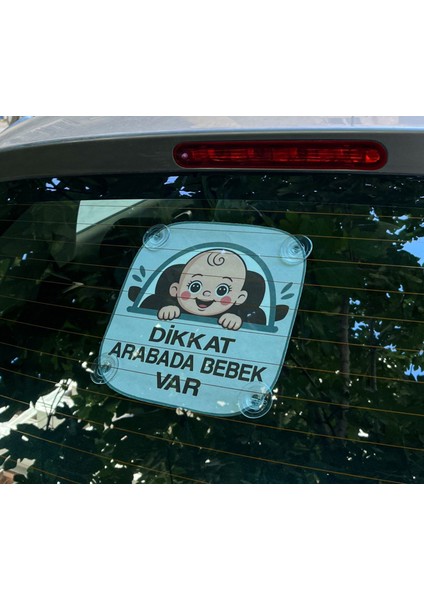 Dikkat Arabada Bebek Var Yazılı Bebek Araba Cam Süsü Oto Aksesuar Vantuzlu