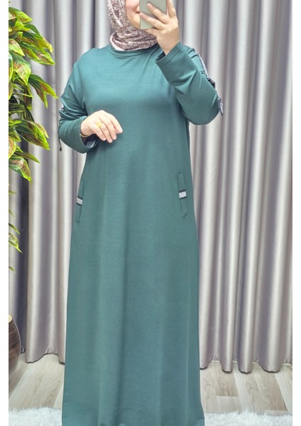 Kadın Tesettür Giyim Büyük Beden Kolu Şeritli Elbise fiyatları