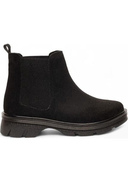 Siyah Lastikli Süet Kadın Bot & Bootie NSB945