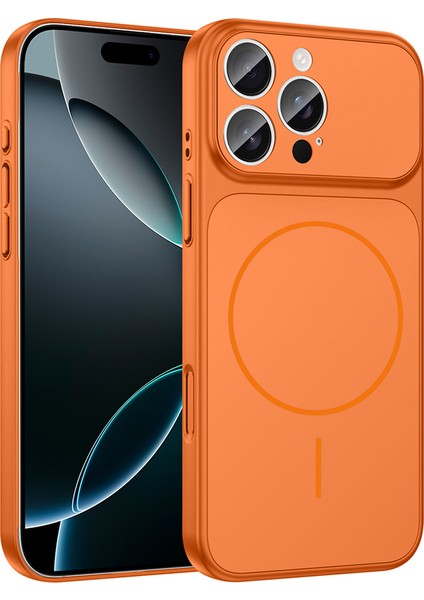 iPhone 16 Pro Max Kılıf Ata M-Safe Şarj Özellikli Kamera Korumalı Formen Kapak - Turuncu