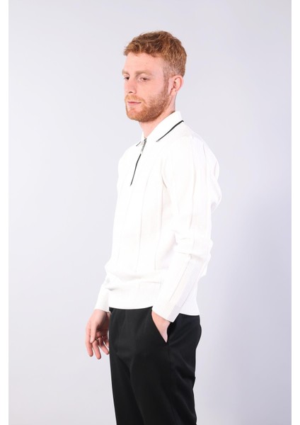 3005 Yaka Fermaurlı Çizgili Gömlek Yaka Kazak fiyatları