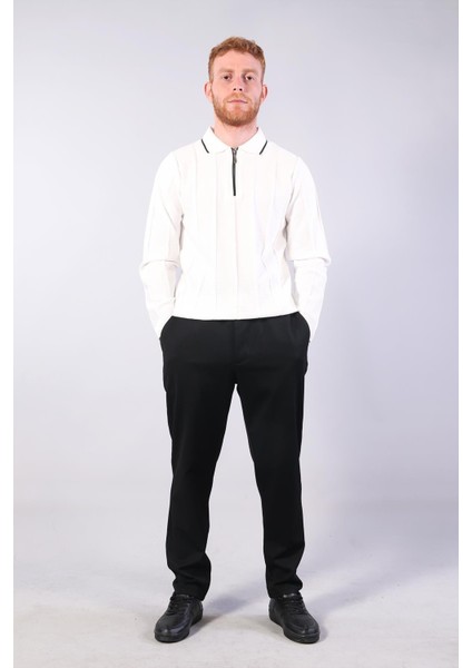 3005 Yaka Fermaurlı Çizgili Gömlek Yaka Kazak modelleri