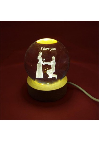 I Love You Temalı Işıklı Cam Küre
