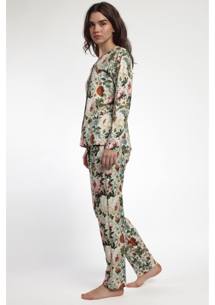 63598 Yeşil Çiçek Desenli Pijama Takımı fiyatları