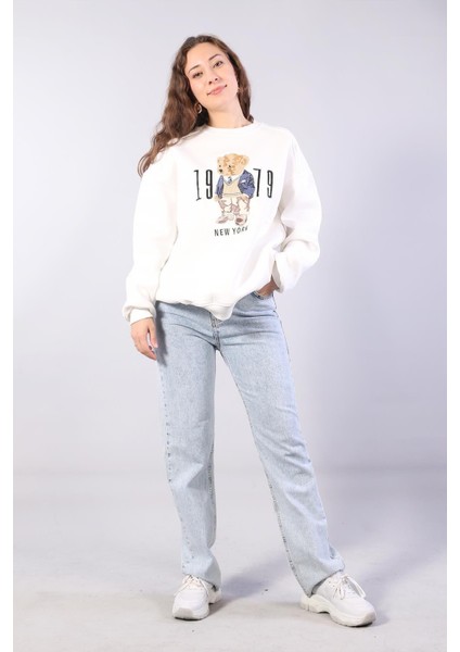 10417 New York 1979 Ayı Baskılı O Yaka Sweat fırsatları