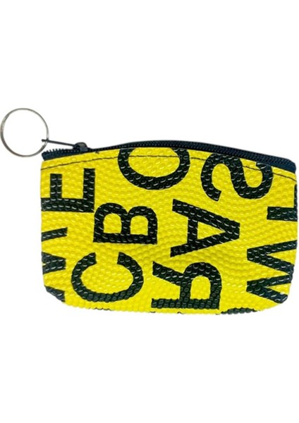 Bozuk Para Cüzdanı Anahtarlık Yazılı Desenli Sarı Renk