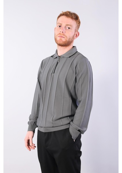 3005 Yaka Fermaurlı Çizgili Gömlek Yaka Kazak fiyatları