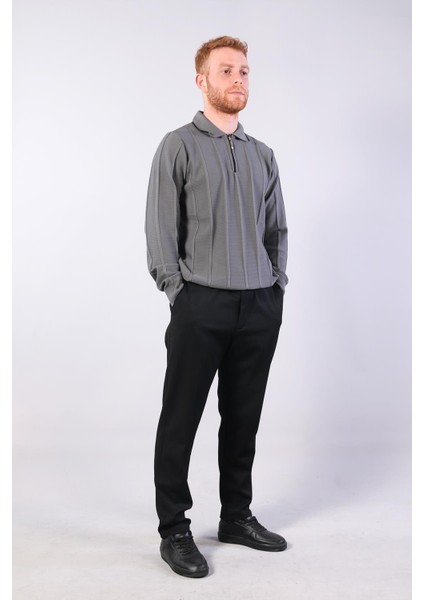 3005 Yaka Fermaurlı Çizgili Gömlek Yaka Kazak fırsatları