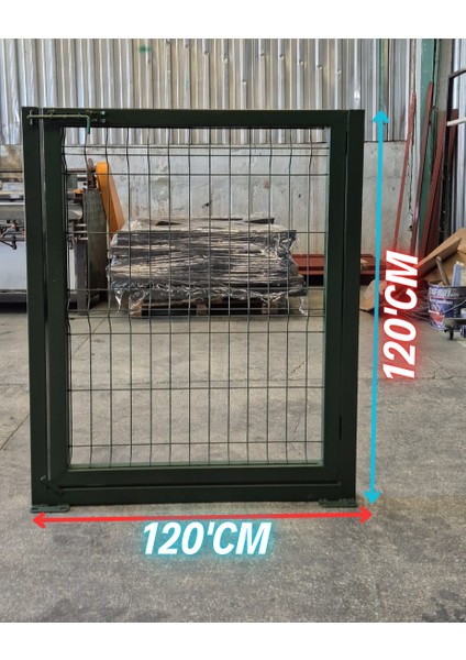 Yeşil Tel Çit Kapı - Panel Çit Tel Kapısı - Kanatlı Kapı (- 120 cm Yükseklik x 120 cm Eni -)