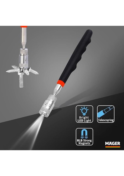 LED Işıklı Teleskopik Uzayabilen Manyetik Çelik Mıknatıslı Metal Toplama Çubuğu (19–82 Cm) fiyatları