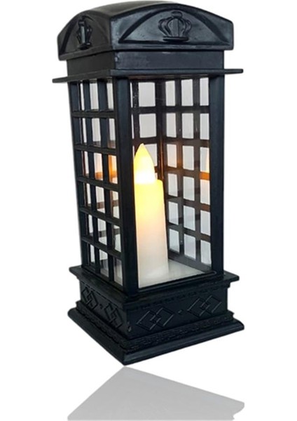 Londın Telefon Kulübesi Tasarımlı Dekoratif Ledli Işık Siyah