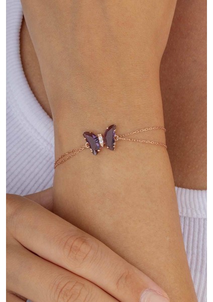 Ametist Taşlı Kelebek Gümüş Bileklik fiyatları