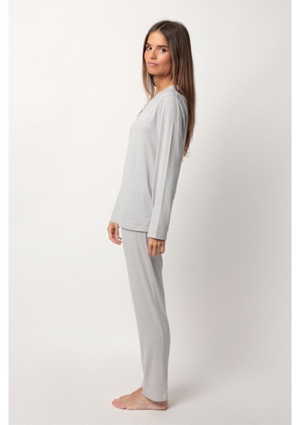63643 Gri Çizgili Pijama Takımı modelleri