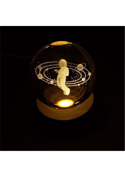 Işıklı Uzaydaki Astranot Dekoratif Usb'li Cam Küre