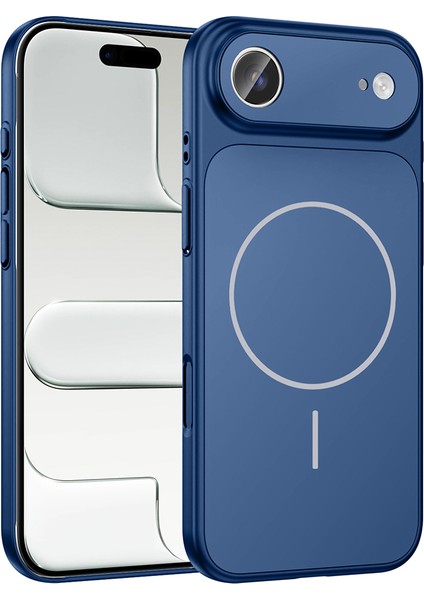 iPhone 17 Air Kılıf Ata M-Safe Şarj Özellikli Kamera Korumalı Formen Kapak - Mavi