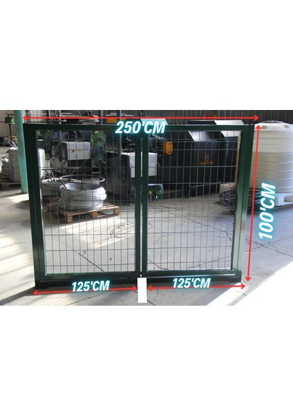 Bahçe Kapısı - Panel Çit Tel Kapısı -Çift- Kanatlı Kapı Yeşil-) -100CM Yüksekliği x 250 cm Uzunluk
