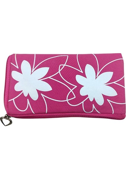 Bozuk Para Cüzdanı Anahtarlık Pembe Renk Çiçek Desenli