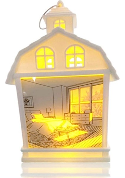 Oda Manzaralı Dekoratif Işıklı LED Gece Lambası Beyaz