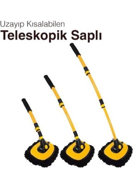 Teleskopik Saplı Kuru Islak Oto Yıkama Fırçası