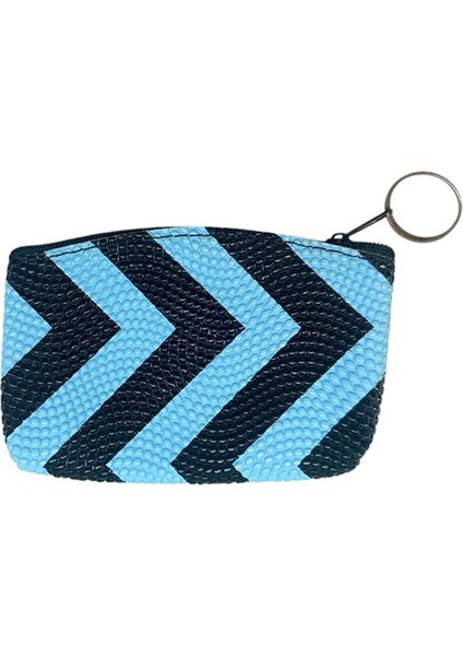 Desenli Bozuk Para Cüzdanı Anahtarlık Mavi