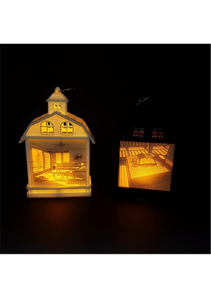 Oda Manzaralı Dekoratif Işıklı LED Gece Lambası Beyaz