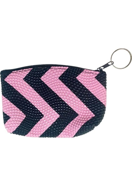 Desenli Bozuk Para Cüzdanı Anahtarlık Pembe