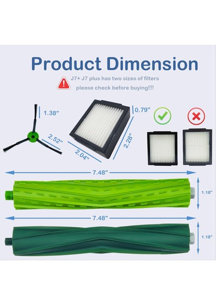 Combo J7+ J7 Plus Elektrikli Süpürge (J7 Değil) Için Yedek Parçalar, Kauçuk Fırçalar, Hepa Filtreler (Yurt Dışından) modelleri