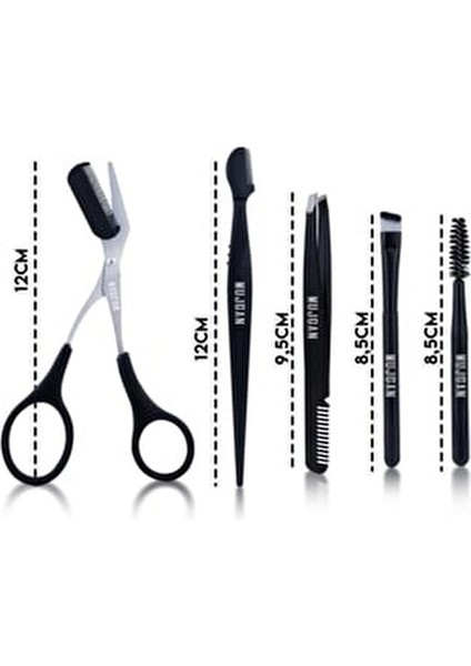Kaş ve Kirpik Bakım Seti 5 Parça Siyah Renk Pratik Kullanım İçin Tasarlandı