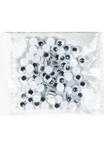 8 mm Siyah Beyaz Oynar Göz -100 Adet