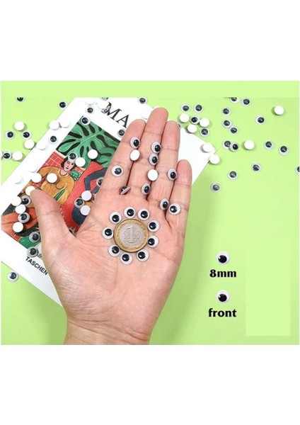 8 mm Siyah Beyaz Oynar Göz -100 Adet fiyatları