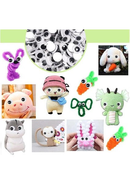 8 mm Siyah Beyaz Oynar Göz -100 Adet modelleri